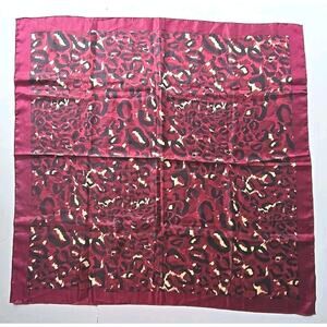 Authentic Kkusebo Leopard Burgundy Polyester Scarf Scarf abt 35" x 34" U308